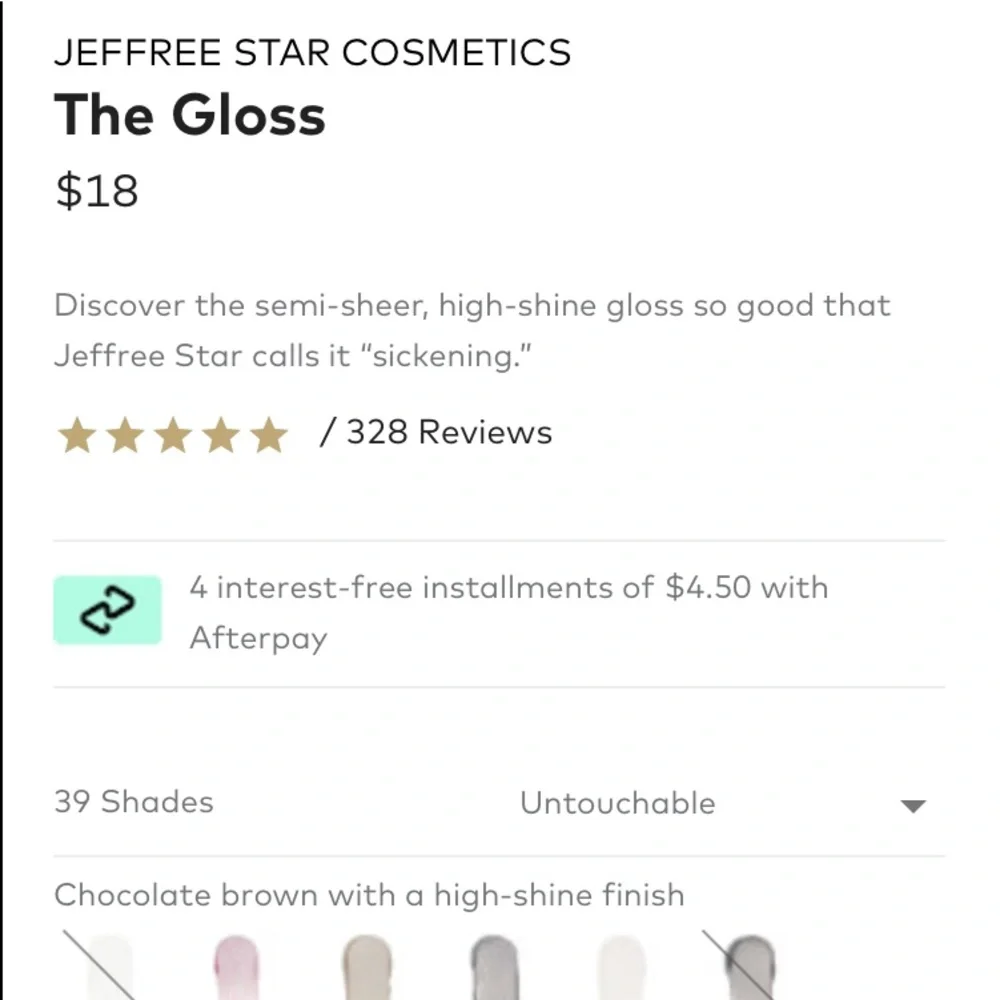 NEW! JEFFREE STAR THE GLOSS in UNTOUCHABLE Brown High Shine Lip Gloss Lip Stick